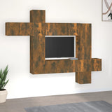 10 Piece TV Cabinet Set Smoked Oak Engineered Wood 3120320