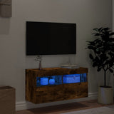 TV Wall Cabinet with LED Lights Smoked Oak 80x30x40 cm 837205