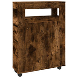 Narrow Bathroom Cabinet with Wheels Smoked Oak Engineered Wood 855272