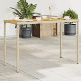 Garden Table with Acacia Wood Top Beige 115x54x74 cm Poly Rattan 365078