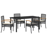 Garden Dining Set with Cushion 5 pcs Black Rattan 3380816
