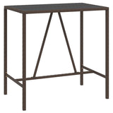 ZNTS Bar Table with Glass Top Brown 110x70x110 cm Poly Rattan 362587