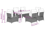 7 Piece Garden Dining Set with Cushions Grey Poly Rattan 3213309