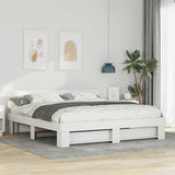 Bed Frame with Headboard White 200 x 200 cm Solid Pine Wood 3385671