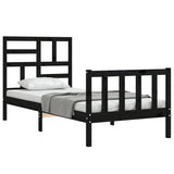 Bed Frame without Mattress Black Small Single Solid Wood Pine 3193040