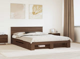 Bed Frame with Headboard Brown Oak 140 x 200 cm Engineered Wood 3408759