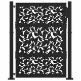 Garden Gate Black 100x125 cm Steel Leaf Design 4100960