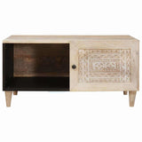 Coffee Table with Shelf Beige 80 x 50 x 40 cm Solid Acacia wood 4018120