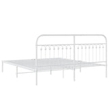 Metal Bed Frame without Mattress with Headboard White 183x203cm 376653