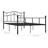 284527 Bed Frame without Mattress Black Metal 160x200 cm