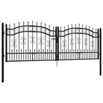 ZNTS Fence Gate with Spear Top Black 305x151 cm Powder-coated Steel 151095