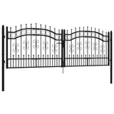 ZNTS Fence Gate with Spear Top Black 305x151 cm Powder-coated Steel 151095