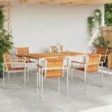 Garden Dining Set 7 pcs Solid Acacia Wood and Stainless Steel 3334808