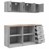 ZNTS Garage Cabinets 6 pcs Grey Sonoma Engineered Wood 3328355