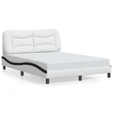 Bed Frame with LED without Mattress "Hvar" White and Black 140x190 cm 3213933