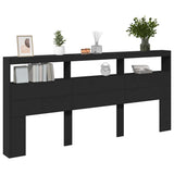 Headboard Cabinet with LED Black 220x17x102 cm 839225