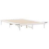 Bed Frame with Side Tables White 160 x 220 cm Solid Pine Wood 873251
