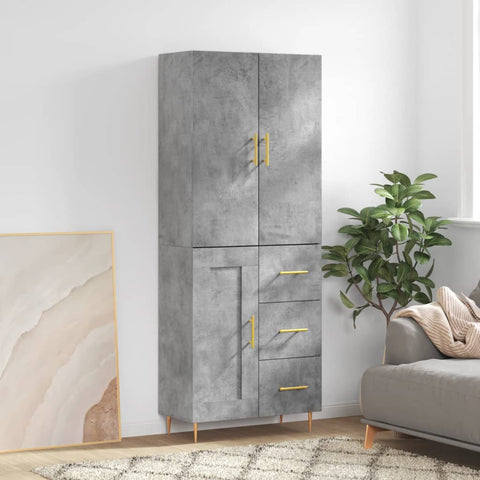 Highboard Concrete Grey 69.5x34x180 cm Engineered Wood 3196007