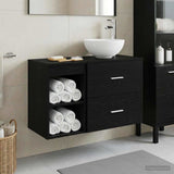 Bathroom Furniture Set 2 pcs Black Oak Engineered Wood 3403865