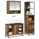 Bathroom Furniture Set with Door 3 pcs Old Wood Engineered Wood 3402569