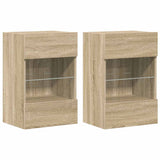 Wall Cabinets with LED Lights for TV 2 pcs Sonoma Oak 40x30x60.5 cm 837083