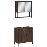 2 Piece Bathroom Furniture Set Brown Oak Engineered Wood 3214664