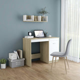 Desk White and Sonoma Oak 100x50x76 cm Engineered Wood 801801
