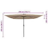 Garden Parasol Taupe 295 x 295 x 245 cm Polyester and Steel 42003663