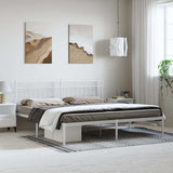 Metal Bed Frame without Mattress with Headboard White 193x203cm 373746