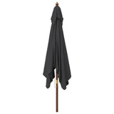 Garden Parasol with Wooden Pole Black 300x300x273 cm 363197