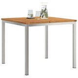 Dining Table 90x90x75 cm Solid Acacia Wood and Stainless Steel 42006185