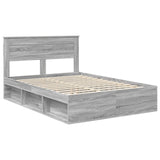 Bed Frame with Storage Grey Sonoma 140 x 190 cm Solid Pine Wood 3409756