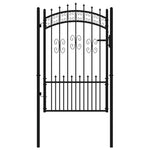 ZNTS Fence Gate with Spear Top Black 103x200 cm Powder-coated Steel 151092