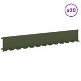 Lawn Edging 20 pcs 102 x 15 x 4 cm Steel Olive Green 8008773