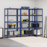 5-Layer Storage Shelves 3 pcs Blue Steel&Engineered Wood 3307606