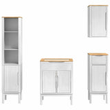 Bathroom Furniture Set FLORO 4 pcs White Solid Pine Wood 3385886