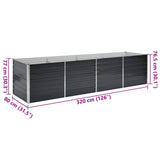 Garden Raised Bed Anthracite 320x80x77 cm Galvanised Steel 45728