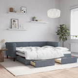 Daybed with Trundle&Drawers without Mattress Dark Grey 90x190 cm Single 3197866