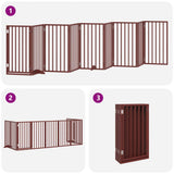 Dog Gate with Door Foldable 9 Panels Brown 450 cm Poplar Wood 3155550