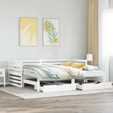 Daybed with Drawers without Mattress White 90x200 cm Solid Wood 3302196