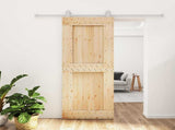 Sliding Door Natural and White 80 x 210 cm Solid Pine Wood 3445033
