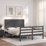 ZNTS Bed Frame without Mattress Grey 140x190 cm Solid Wood 3195203