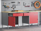 Work Cabinet with Drawer 3 pcs Red Engineered Wood and Steel 3321375