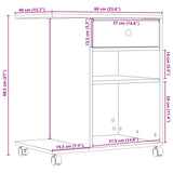 Printer Stand with Wheels Concrete Grey 60x40x68.5 cm 840642