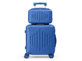 2-Piece ABS Luggage Set with Diamond Pattern & Non-TSA Locks Navy Blue 68760383