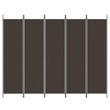 5-Panel Room Divider Brown 250x200 cm Fabric 350187