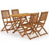 5 Piece Folding Outdoor Dining Set Solid Acacia Wood 44056