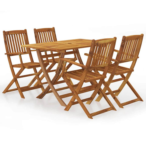 5 Piece Folding Outdoor Dining Set Solid Acacia Wood 44056