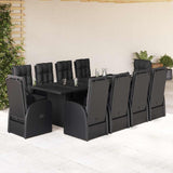 11 Piece Garden Dining Set with Cushions Black Poly Rattan 3277660