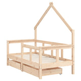 Kids Bed Frame with Drawers 70x140 cm Solid Wood Pine 834540
